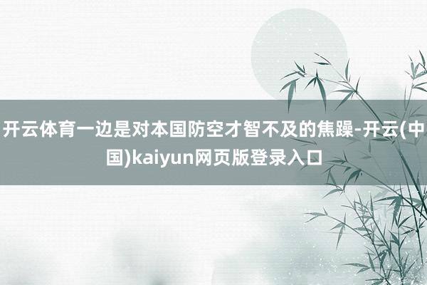 开云体育一边是对本国防空才智不及的焦躁-开云(中国)kaiyun网页版登录入口